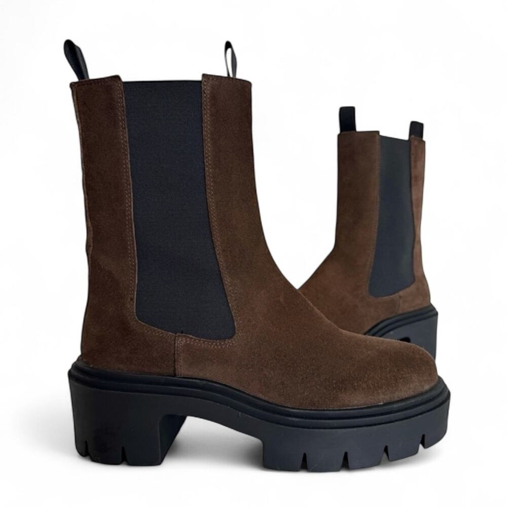 Steve Madden Wisteria Platform Lug Boot in Brown Suede – Sz 10